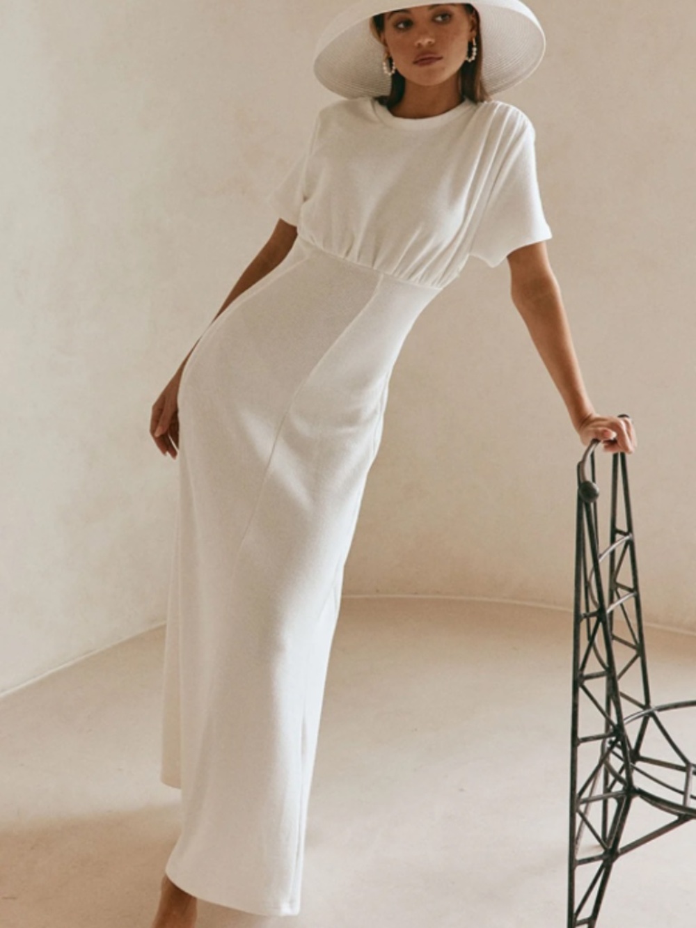 Sabo Giselle Ribbed Maxi Dress Women's Size XXS White (Y)